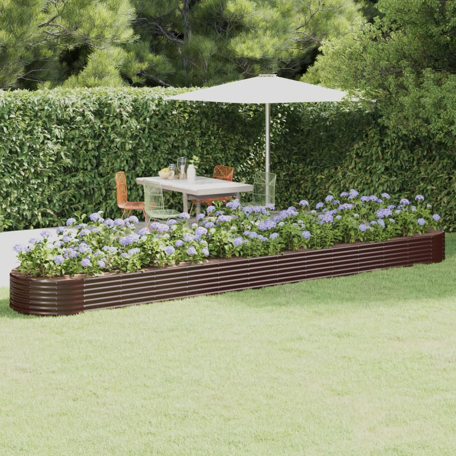 Plantenbak 544X100X36 Cm Gepoedercoat Staal Bruin