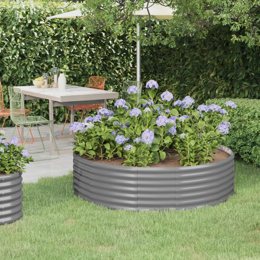 Plantenbak 140x140x36 cm gegalvaniseerd staal grijs