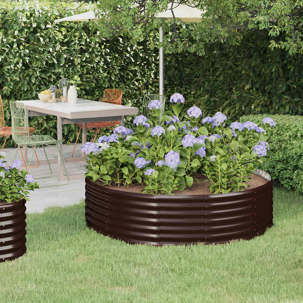 Plantenbak 140x140x36 cm gegalvaniseerd staal bruin
