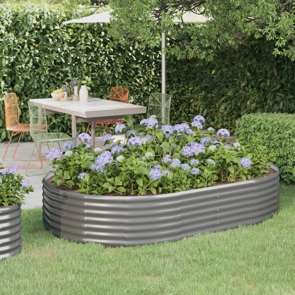 Plantenbak 214x140x36 cm gegalvaniseerd staal grijs