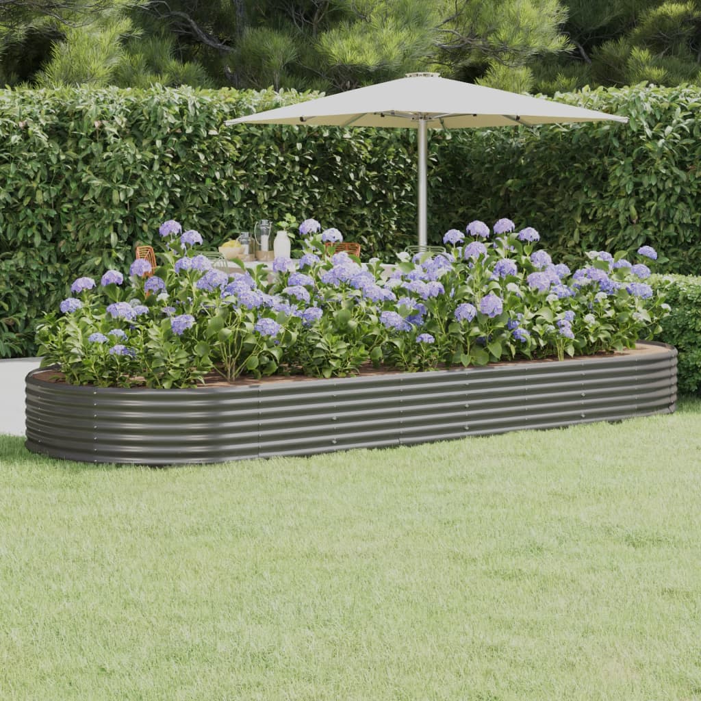 Plantenbak 373x140x36 cm gegalvaniseerd staal grijs