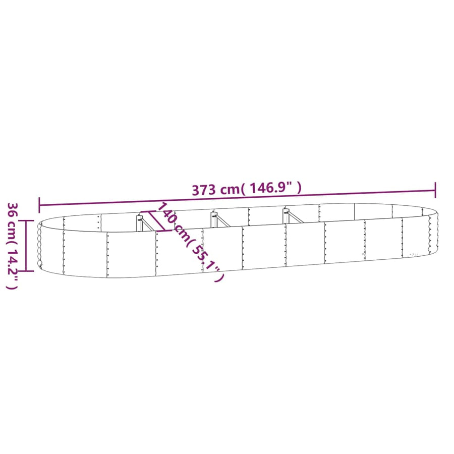 Plantenbak 373x140x36 cm gegalvaniseerd staal antracietkleurig
