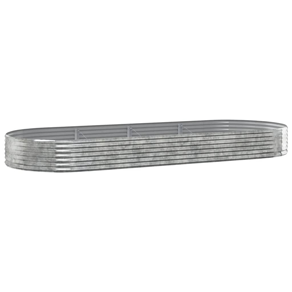 Plantenbak 373X140X36 Cm Gepoedercoat Staal Zilverkleurig