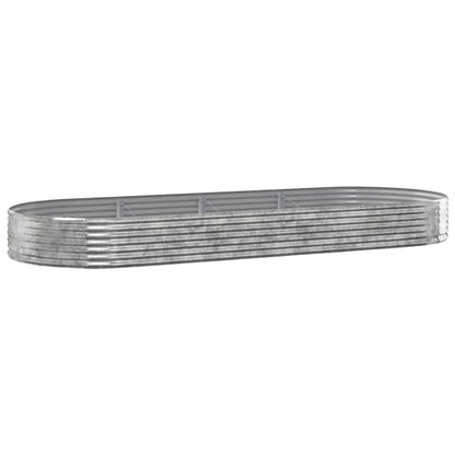 Plantenbak 373X140X36 Cm Gepoedercoat Staal Zilverkleurig