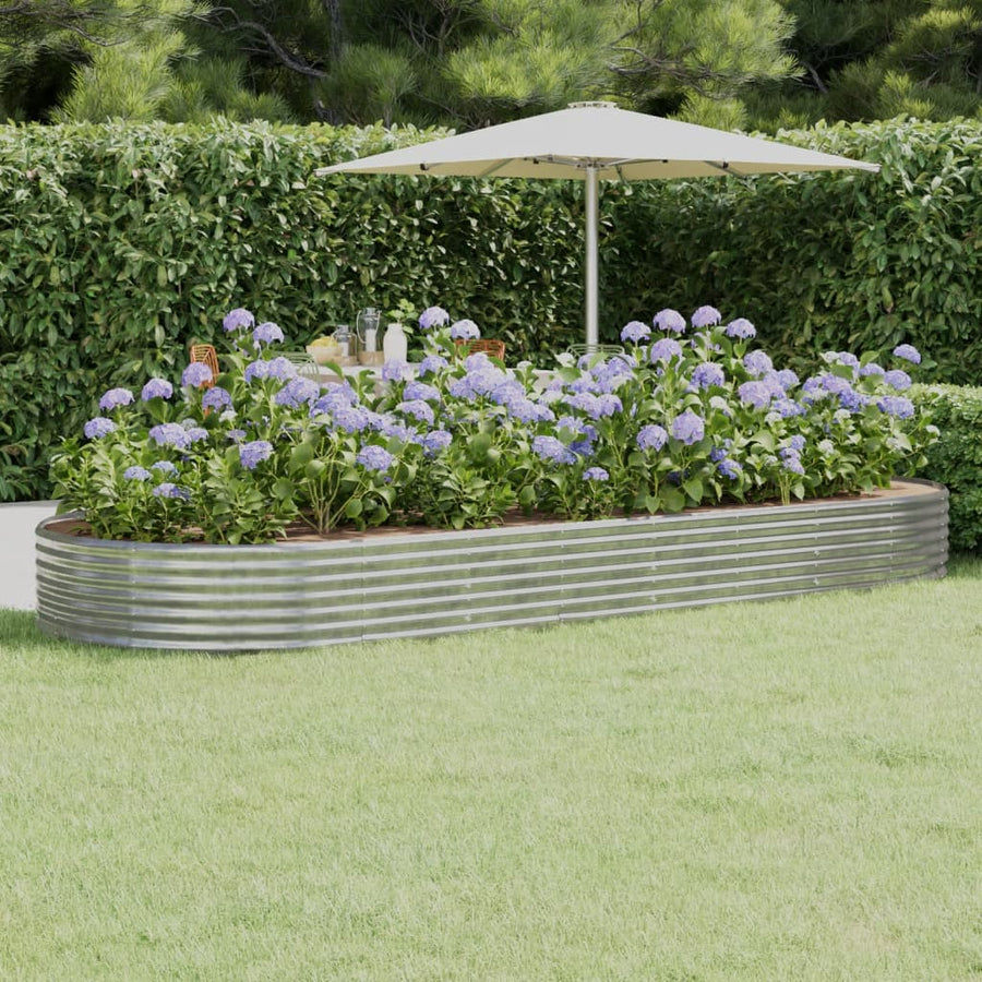 Plantenbak 373X140X36 Cm Gepoedercoat Staal Zilverkleurig