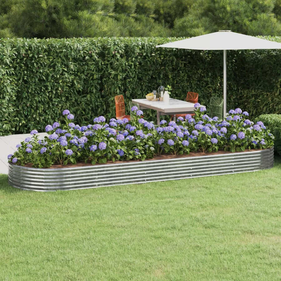 Plantenbak 450X140X36 Cm Gepoedercoat Staal Zilverkleurig