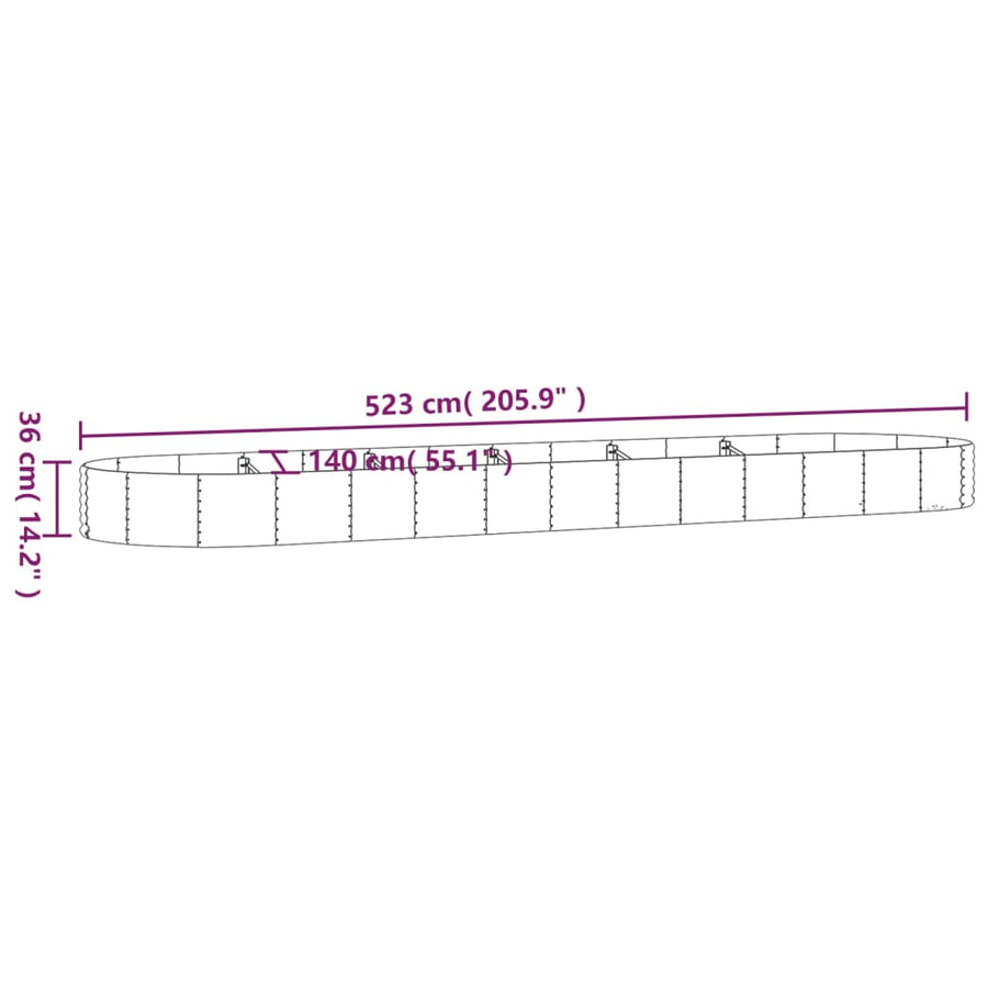 Plantenbak 523x140x36 cm gegalvaniseerd staal bruin