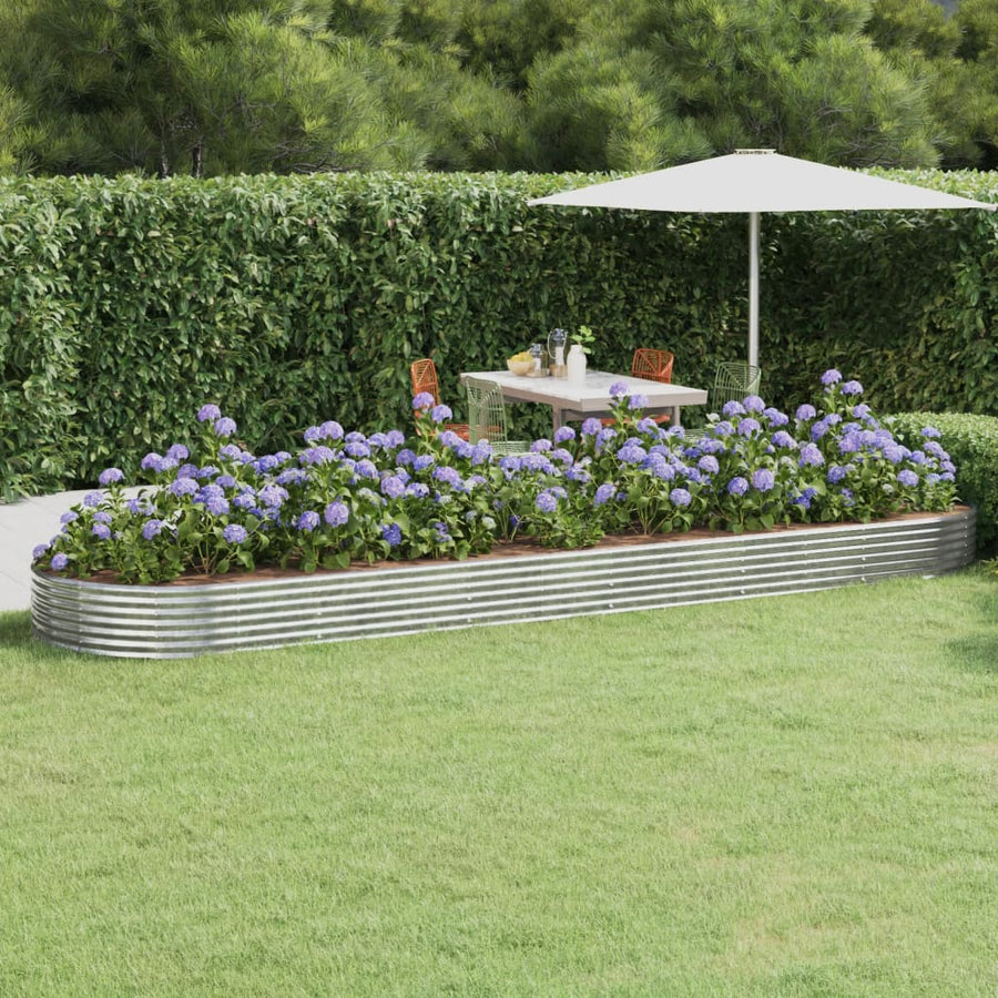 Plantenbak 523X140X36 Cm Gepoedercoat Staal Zilverkleurig