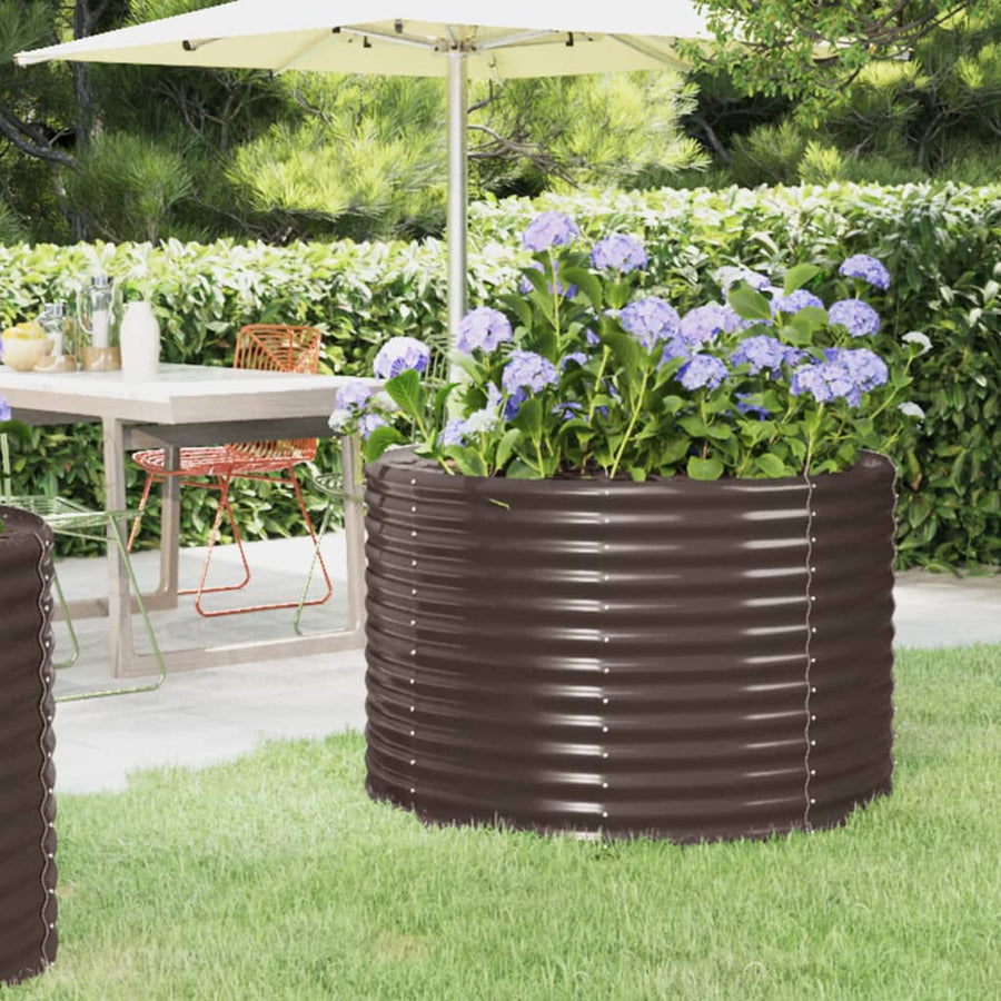 Plantenbak Gepoedercoat Staal 100 x 100 x 68 cm Bruin
