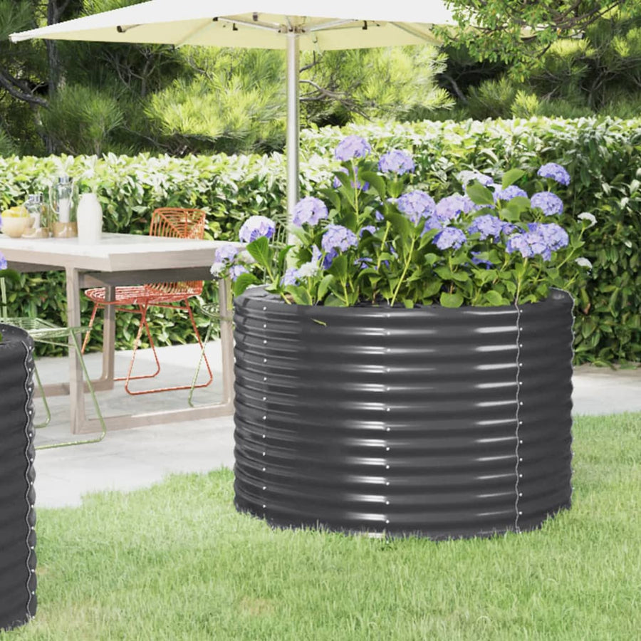 Plantenbak 100X100X68 Cm Gepoedercoat Staal Antracietkleurig