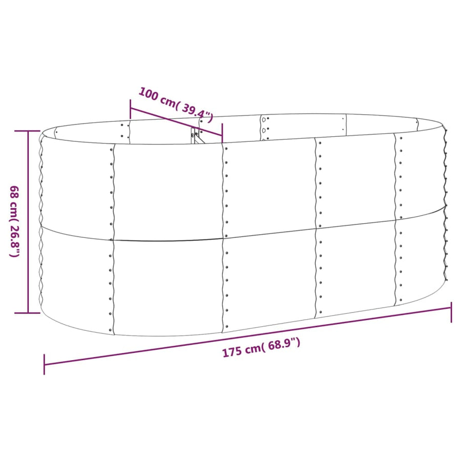 Plantenbak Gepoedercoat Staal 175 x 100 x 68 cm Bruin