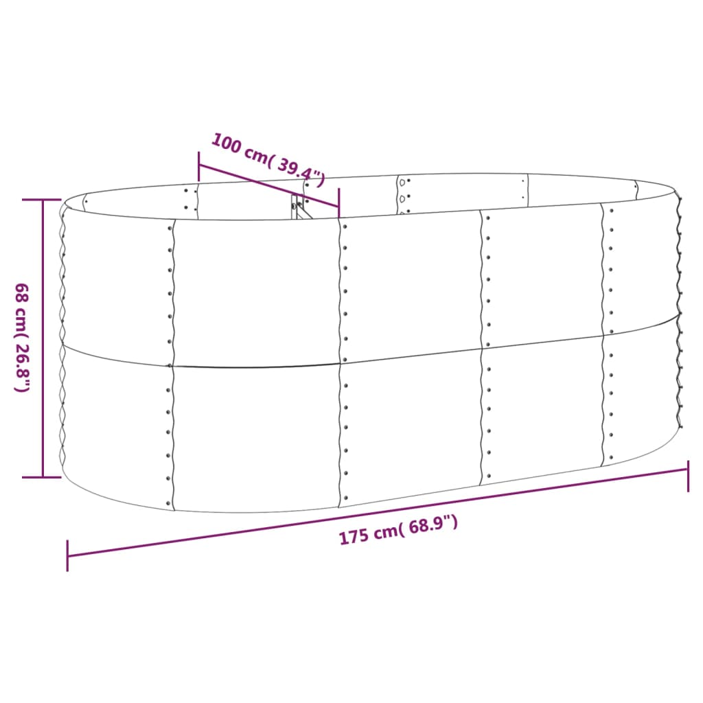 Plantenbak 175X100X68 Cm Gepoedercoat Staal Antracietkleurig 175 x 100 x 68 cm