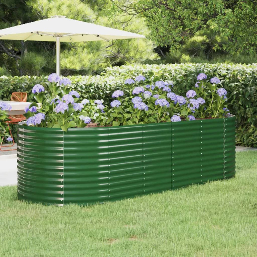 Plantenbak 249X100X68 Cm Gepoedercoat Staal Groen 249 x 100 x 68 cm