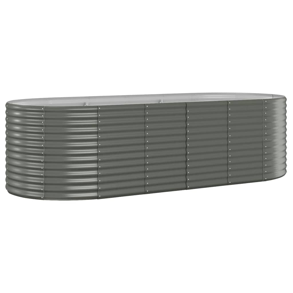 Plantenbak 249X100X68 Cm Gepoedercoat Staal Grijs 249 x 100 x 68 cm
