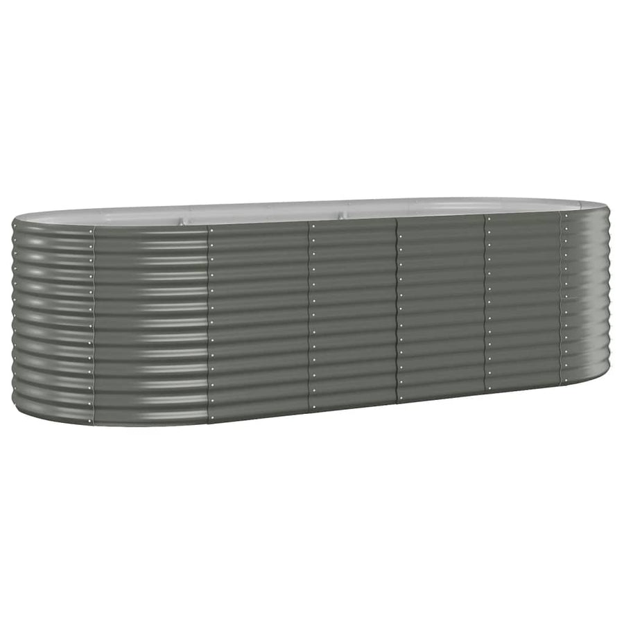 Plantenbak 249X100X68 Cm Gepoedercoat Staal Grijs 249 x 100 x 68 cm