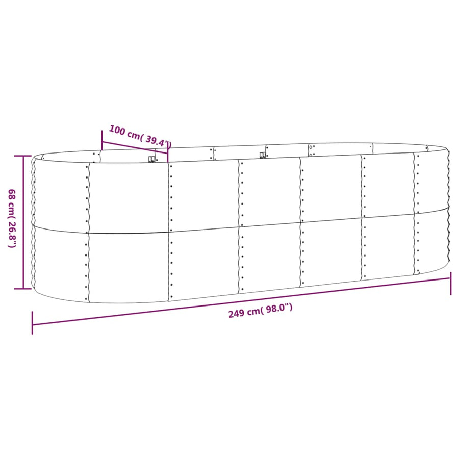 Plantenbak 249X100X68 Cm Gepoedercoat Staal Bruin 249 x 100 x 68 cm