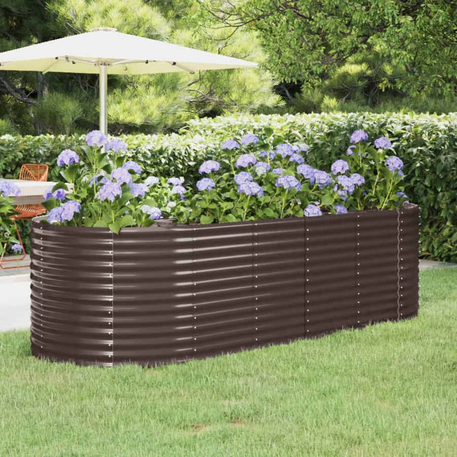Plantenbak 249X100X68 Cm Gepoedercoat Staal Bruin 249 x 100 x 68 cm