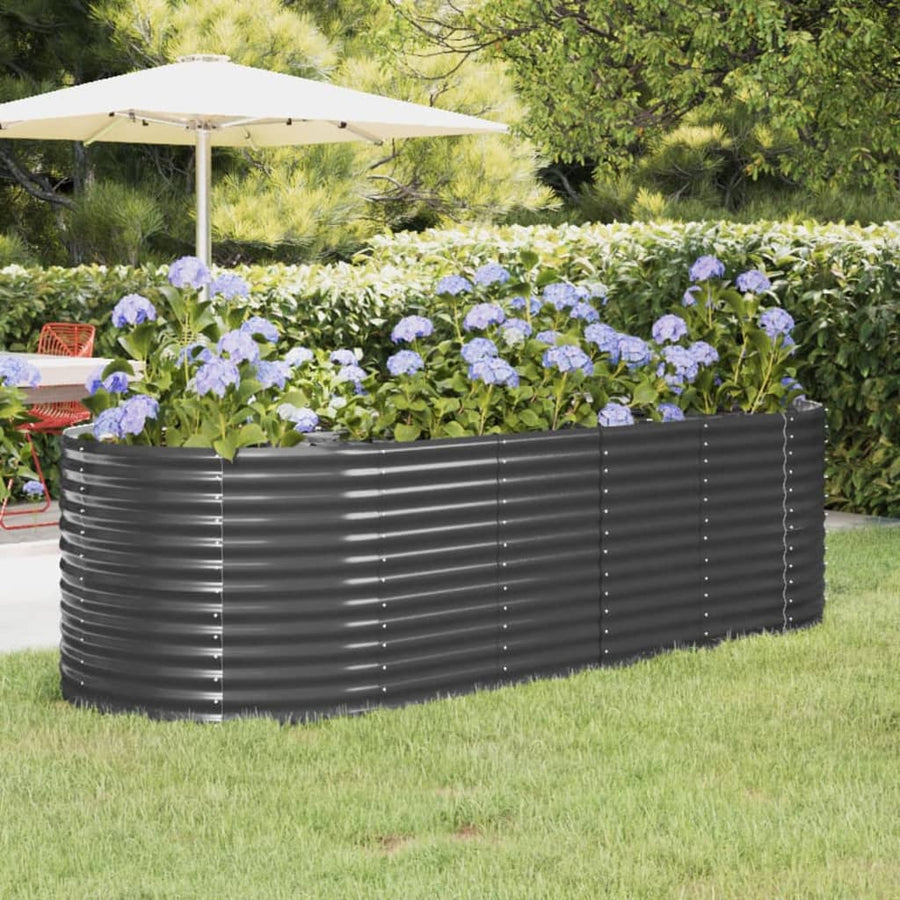 Plantenbak 249X100X68 Cm Gepoedercoat Staal Antracietkleurig 249 x 100 x 68 cm