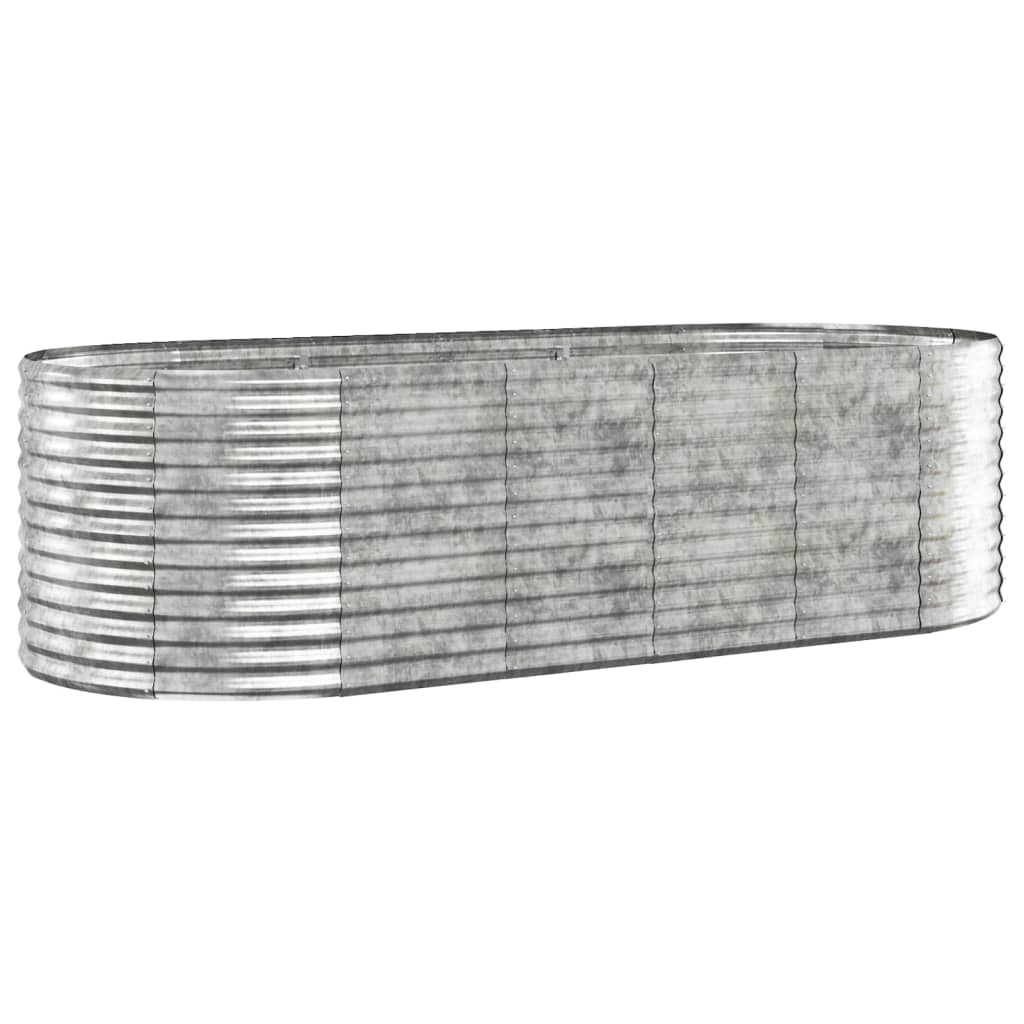 Plantenbak 249X100X68 Cm Gepoedercoat Staal Zilverkleurig