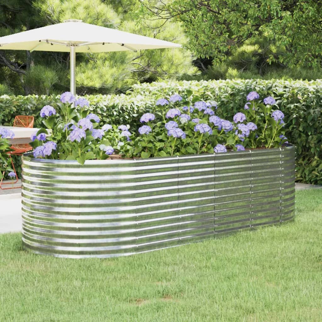 Plantenbak 249X100X68 Cm Gepoedercoat Staal Zilverkleurig
