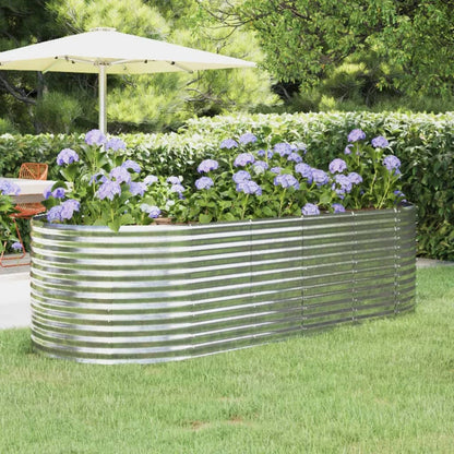 Plantenbak 249X100X68 Cm Gepoedercoat Staal Zilverkleurig