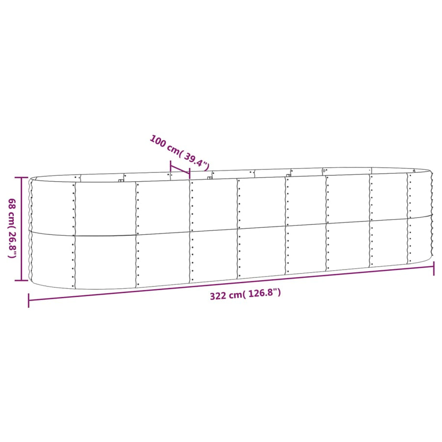 Plantenbak 322X100X68 Cm Gepoedercoat Staal Groen