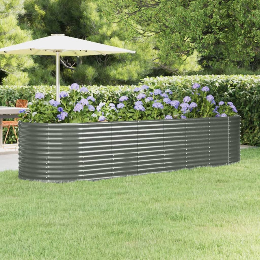 Plantenbak Gepoedercoat Staal 322 x 100 x 68 cm Grijs