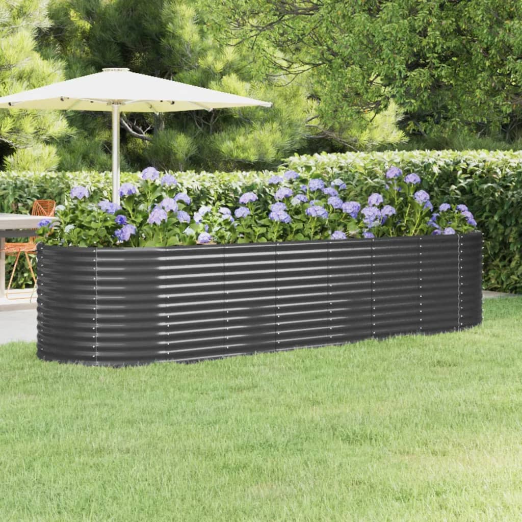 Plantenbak 322X100X68 Cm Gepoedercoat Staal Antracietkleurig