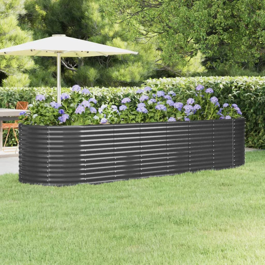 Plantenbak 322X100X68 Cm Gepoedercoat Staal Antracietkleurig