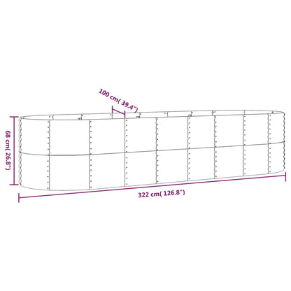 Plantenbak 322X100X68 Cm Gepoedercoat Staal Zilverkleurig