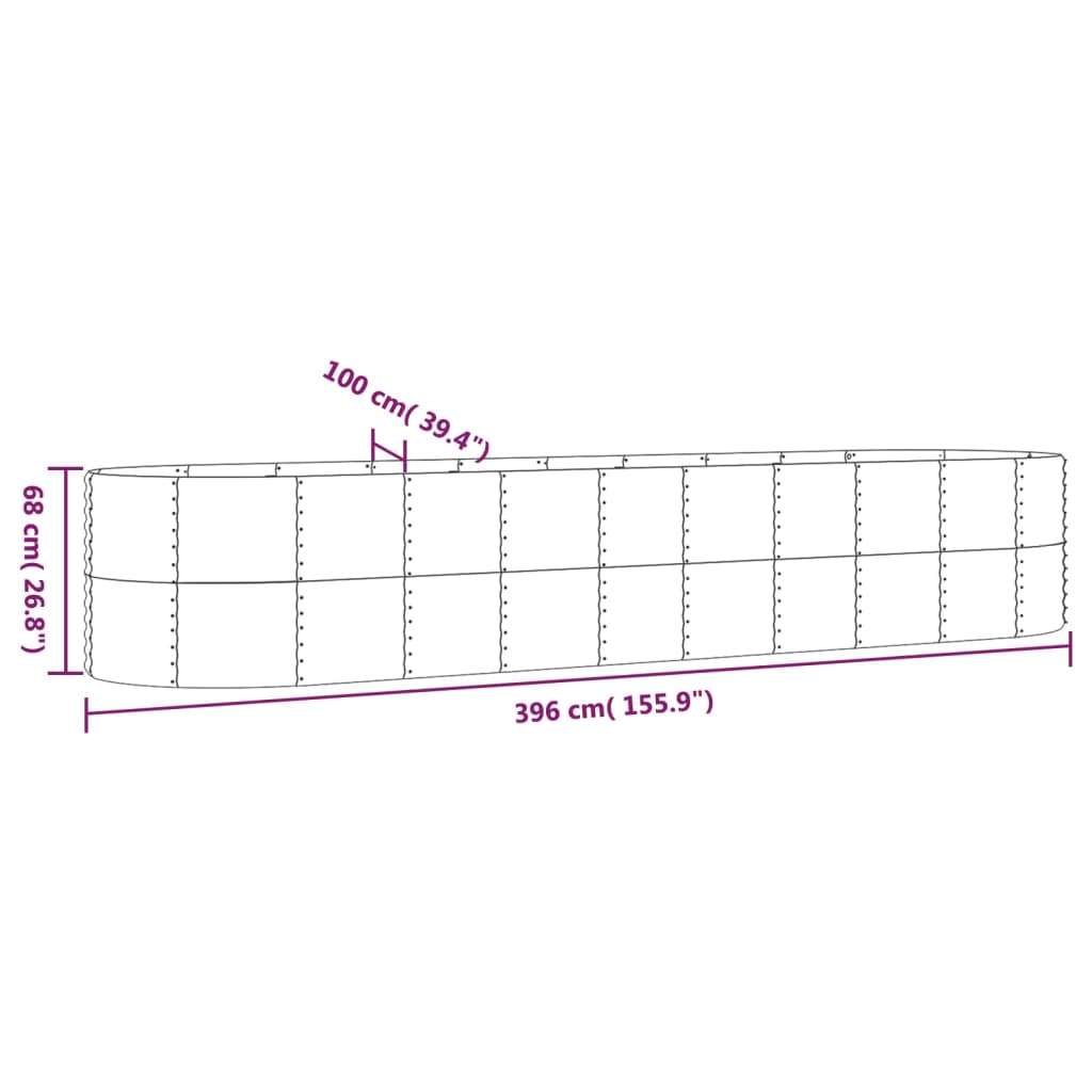 Plantenbak Gegalvaniseerd Staal 396 x 100 x 68 cm