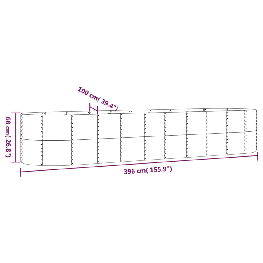 Plantenbak 396X100X68 Cm Gepoedercoat Staal Antracietkleurig