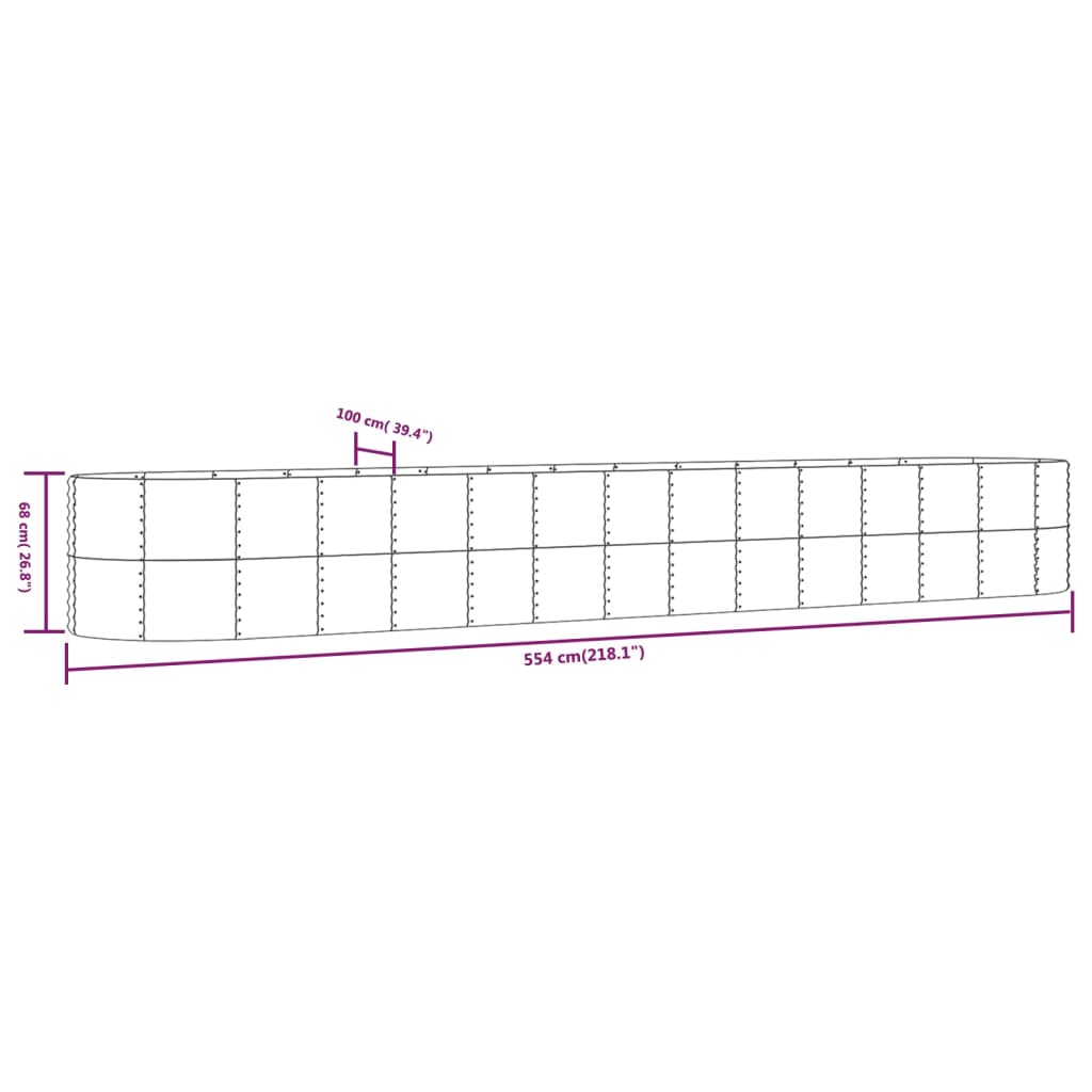 Plantenbak Gepoedercoat Staal 554 x 100 x 68 cm