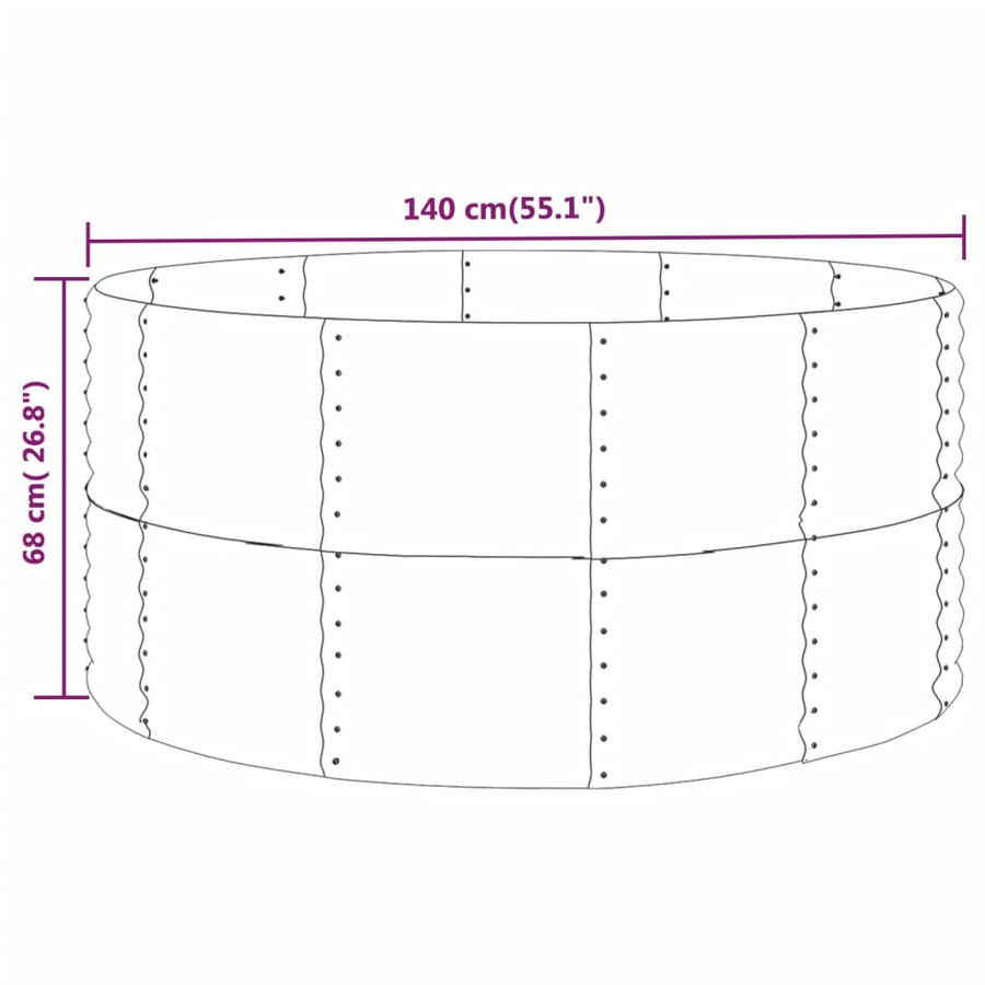 Plantenbak 140x140x68 cm gegalvaniseerd staal grijs