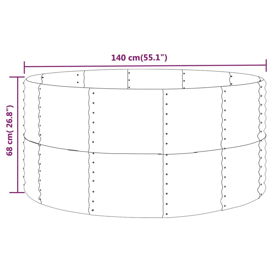 Plantenbak 140X140X68 Cm Gepoedercoat Staal Antracietkleurig