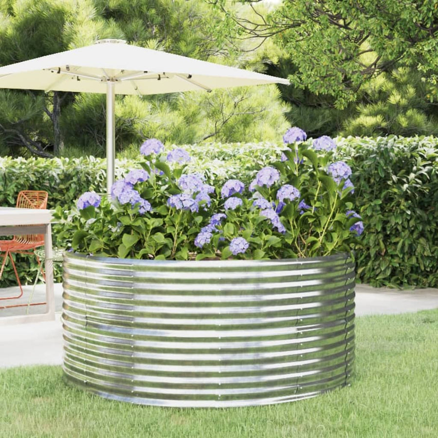 Plantenbak 140X140X68 Cm Gepoedercoat Staal Zilverkleurig