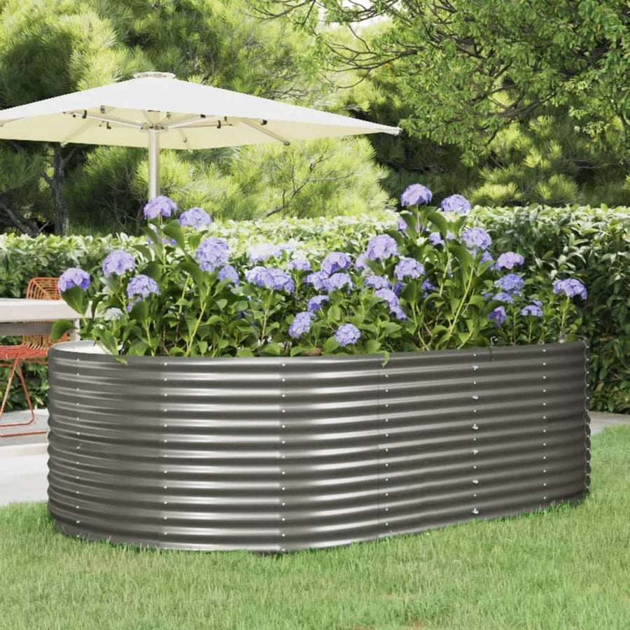 Plantenbak 212X140X68 Cm Gepoedercoat Staal Grijs
