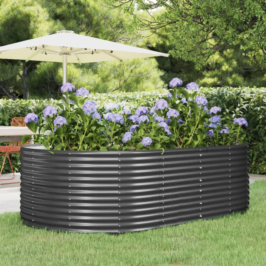 Plantenbak 212X140X68 Cm Gepoedercoat Staal Antracietkleurig