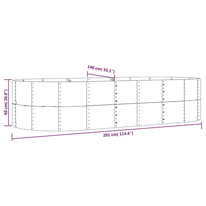 Plantenbak 291x140x68 cm gegalvaniseerd staal zilverkleurig