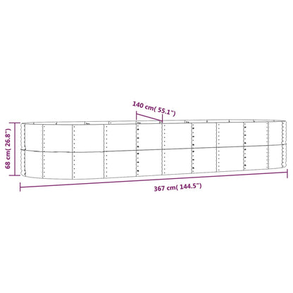 Plantenbak 367x140x68 cm gegalvaniseerd staal grijs