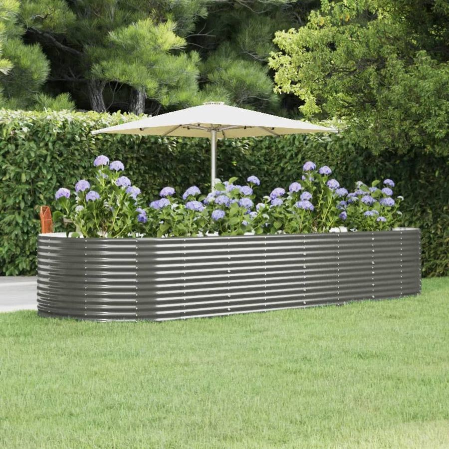 Plantenbak 367x140x68 cm gegalvaniseerd staal grijs