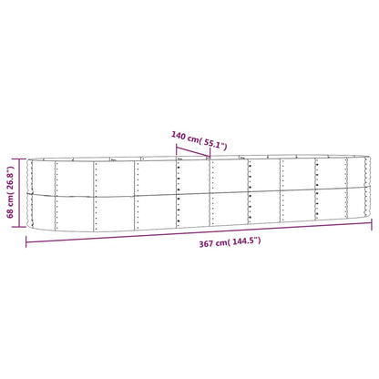 Plantenbak 367x140x68 cm gegalvaniseerd staal bruin