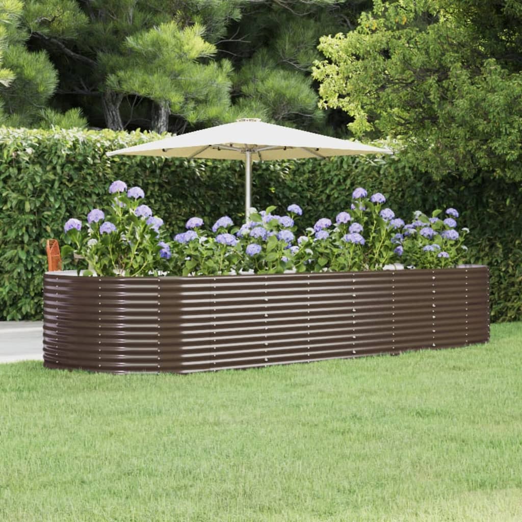 Plantenbak 367x140x68 cm gegalvaniseerd staal bruin