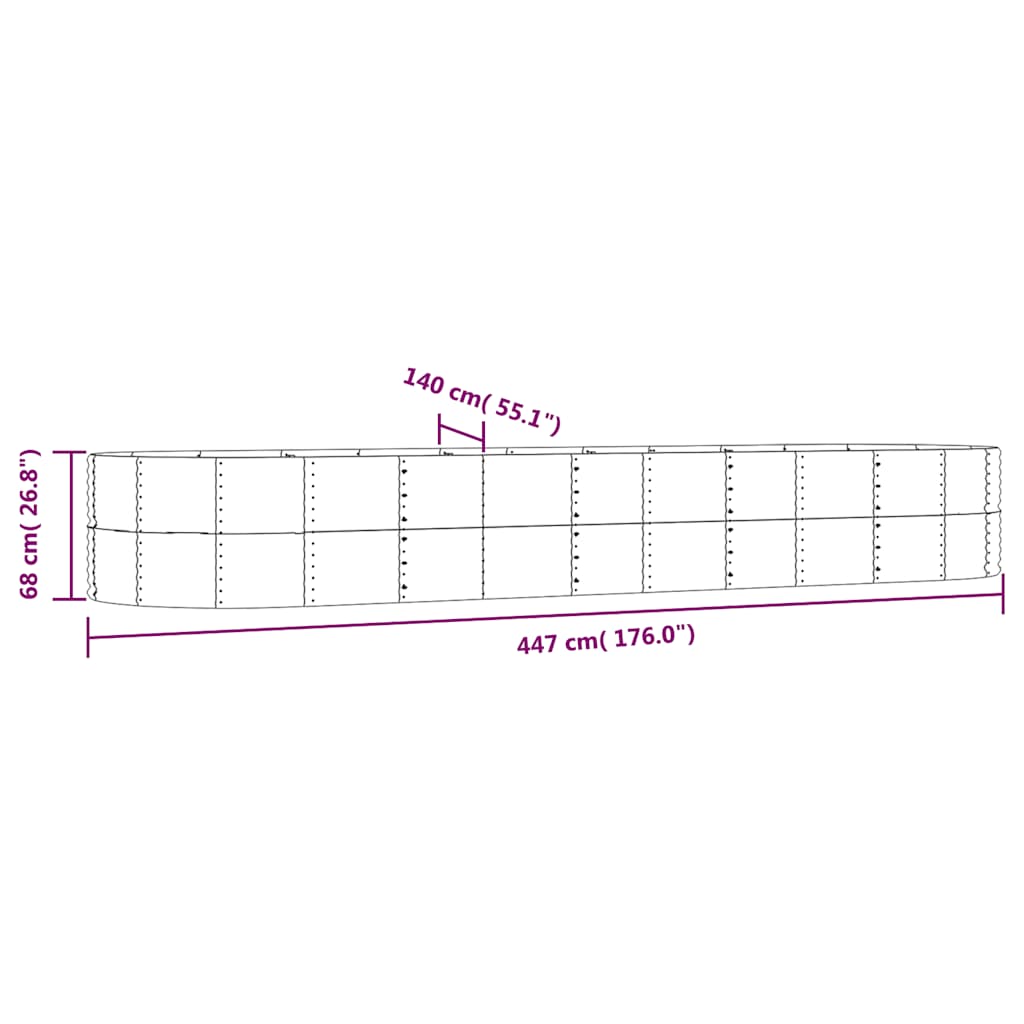 Plantenbak 447x140x68 cm gegalvaniseerd staal antracietkleurig