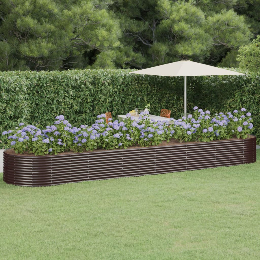Plantenbak 584X140X68 Cm Gepoedercoat Staal Bruin