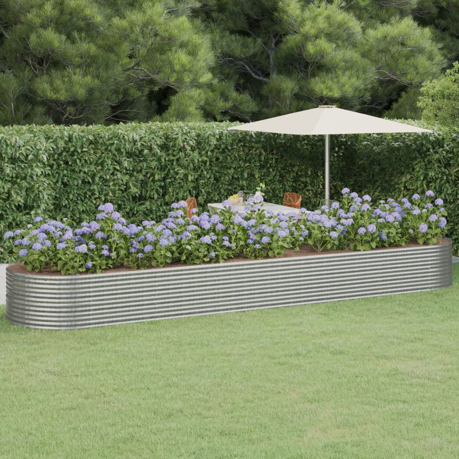 Plantenbak 584X140X68 Cm Gepoedercoat Staal Zilverkleurig