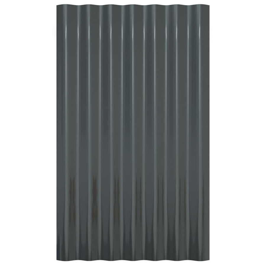 Dakpanelen 12 st 60x36 cm gepoedercoat staal antracietkleurig