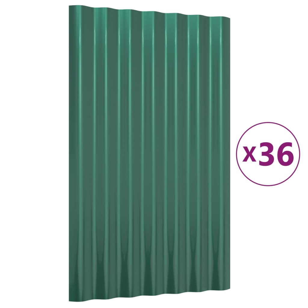 Dakpanelen Gepoedercoat Staal 36 60 x 36 cm Groen