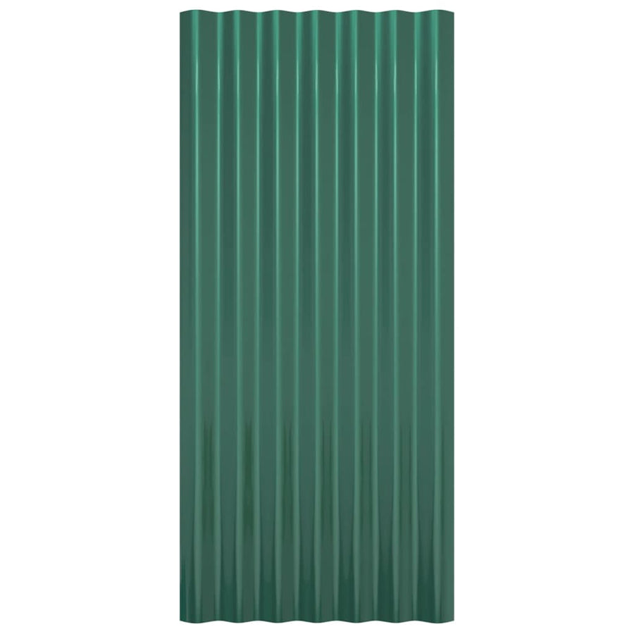 Dakpanelen 12 st 80x36 cm gepoedercoat staal groen