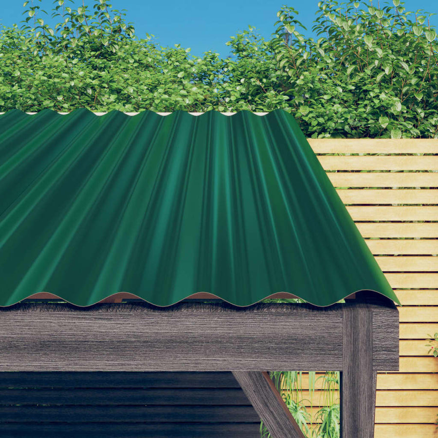Dakpanelen 12 st 80x36 cm gepoedercoat staal groen